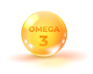 Omega 3 fat droplet. Realistic round oil ball