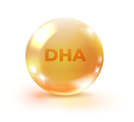 Dha cosmetic pill. Round realistic oil drop
