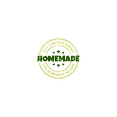 Home made products sticker, label, stamp, badge and logo with grunge effect. Ecology icon. Logo template with stars for home made products. Vector illustration
