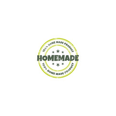 Home made products sticker, stamp, label, badge and logo with grunge effect. Ecology icon. Logo template with stars for home made products. Vector illustration