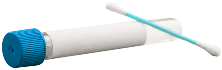 Tube containing a swab sample that has tested on COVID