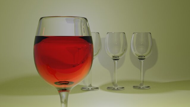 wine glass 3D render image
