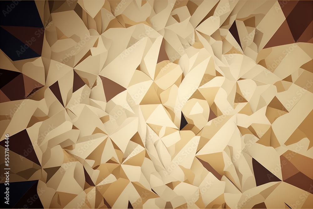 Poster abstract surface with beige mosaic polygons generative ai