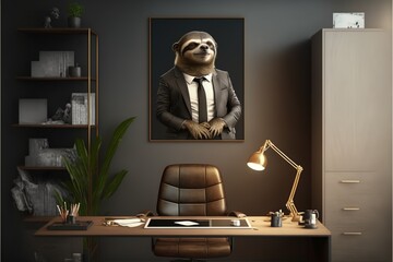 Godfather anthropomorphic  businessman sloth illustration
