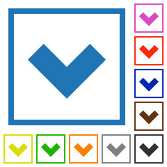 Bottom angle arrow solid flat framed icons