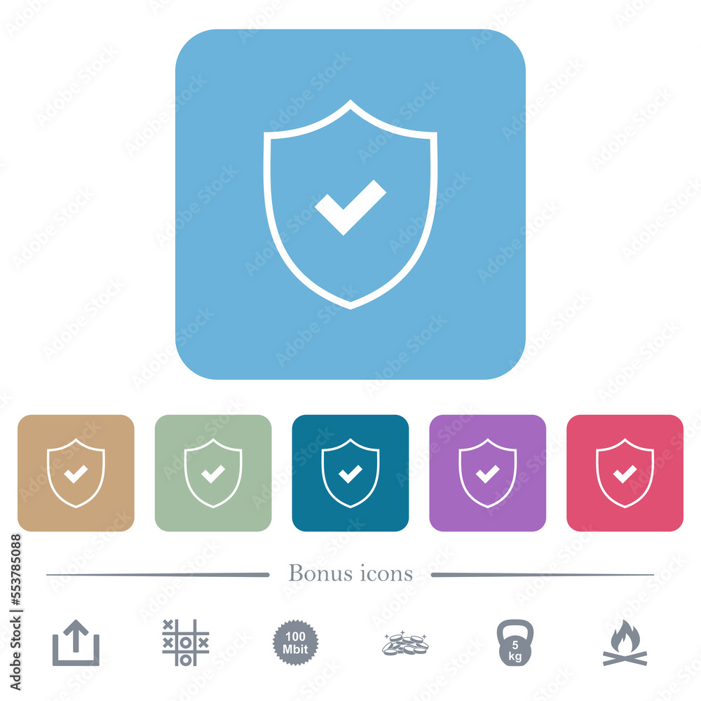 Poster active security outline flat icons on color rounded square backgrounds