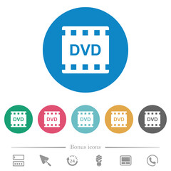 DVD movie format flat round icons