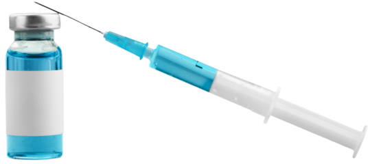 Vaccine bottle  Covid - 19 Corona virus Vaccine injection  and a medical syringe