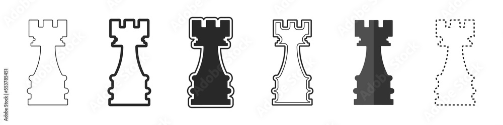 Poster elephant chess pieces vector icon set. chess elephant vector icon in different styles. set of stylis