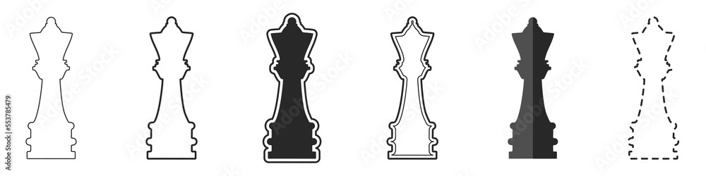 Poster queens chess pieces icon set vector. chess queen vector icon in different styles. set of stylish che