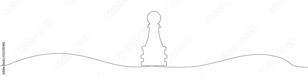 Poster chess piece pawn vector. pawns vector linear icon. the chess pawn is drawn with a continuous line. a
