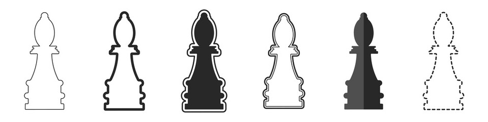 Queens chess pieces icon set vector. Chess queen vector icon in different styles. Set of stylish chess icons. Chess pieces set.
