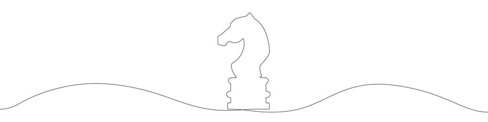 Chess piece horse vector. Horsy vector linear icon. The chess horse is drawn with a continuous line. A continuous line in the shape of a chess horse. Outline horse vector.