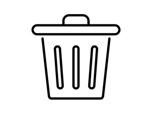 Trash can icon with lid. Black trash can vector on white background