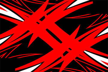 Design vector racing background with a unique pattern of stripes and a combination of bright red and white colors and a black background