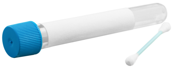 Tube containing a swab sample that has tested on COVID
