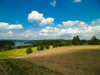 Fototapeta na wymiar Beautiful view of Ostrzyckie Lake in Wiezyca Region, Poland