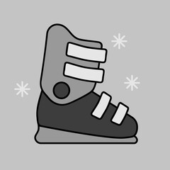 Ski boots vector grayscale icon. Winter sign