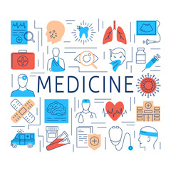 Medicine round poster in line style