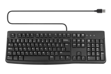 keyboard for a computer, wired with a wire and a connection plug