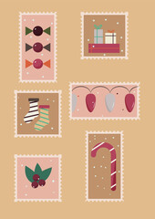 set of stamps. Christmas vector stamps.  