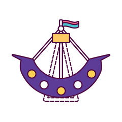 Isolated amusement park pirate ship icon Vector