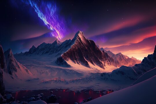 Stunning Arctic Light Photography Of Snow-capped Mountains Generative AI