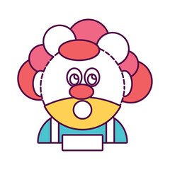 Isolated amusement park clown character icon Vector