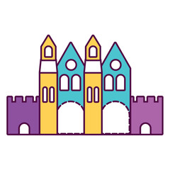 Isolated amusement park medieval theme castle icon Vector