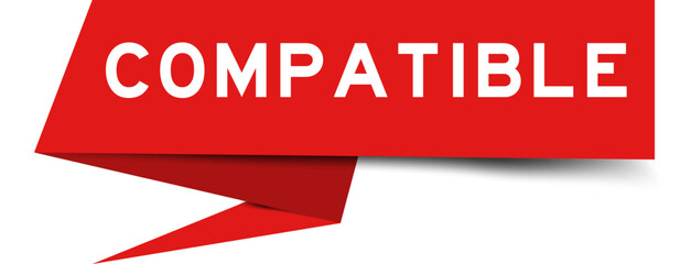 Red color speech banner with word compatible on white background