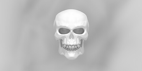 Skull background in smoke head bone 3D illustration skull