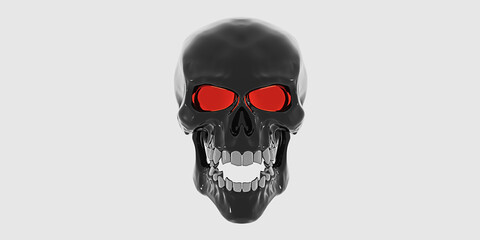 Skull background in smoke head bone 3D illustration skull