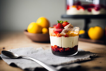 professional food photography close up of a English Trifle