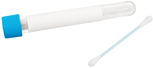 Tube containing a swab sample that has tested on COVID