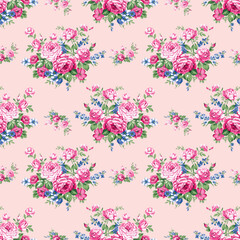 Hand drawn flower bunch seamless pattern for textile,wallpaper,wrapping,fabric,scrapbook