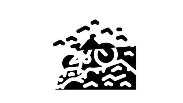 mountain riding glyph icon animation