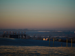 Bedfordshire, UK- December 8, 2022. Winter arrives in the UK with unexpected force. A small airfield locked deep in frost during the recent cold snap.
