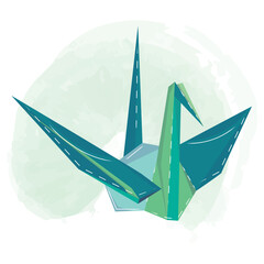 Isolated cute crane origami sketch icon Vector