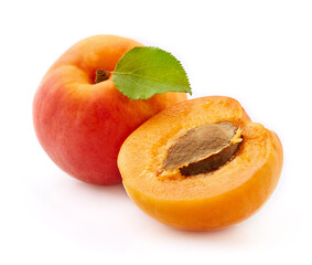 Apricot with slices in closeup