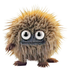 Cute adorable funny fluffy monster on a transparant background