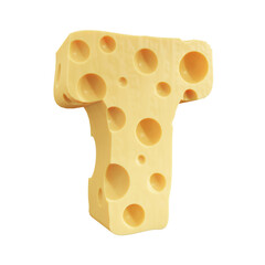 Capital T Cheese Alphabet Letters icon design PNG transparent background