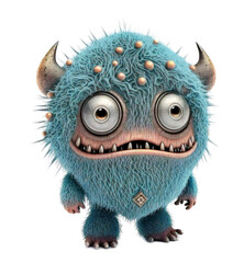Cute adorable fluffy funny monster on a transparant background