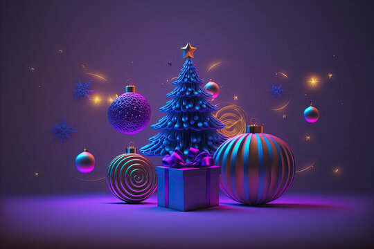  Christmas 3D background , gift boxes , christmas ornaments, wallpaper