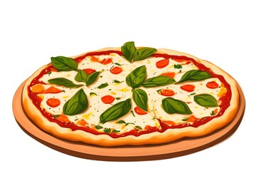 AI-Generated Image of a Gourmet Pizza Isolated on a White Background