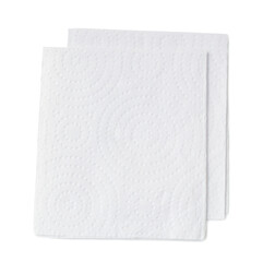 Two folded pieces of white tissue paper or napkin for use in toilet or restroom in stack isolated on white background with clipping path in png file format