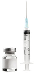 Vaccine bottle  Covid - 19 Corona virus Vaccine injection  and a medical syringe