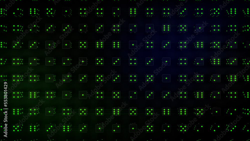 Poster green creative bg of game of chance dices randomization - abstract 3d rendering