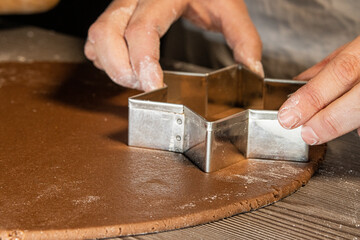 handwerk, leute, kochen backen weihnachtsbäckerei backware plätzchen lebkuchen Form ausstechen lecker Handarbeit hande made 