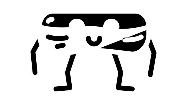 eclair dessert character glyph icon animation