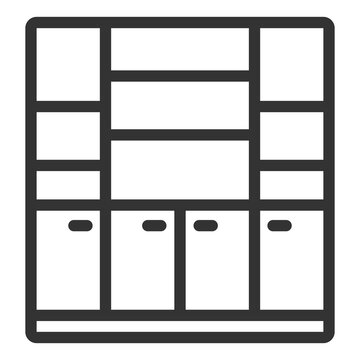 recommend clip art: Cabinet with shelves for papers - icon, illustration on white background, outline style